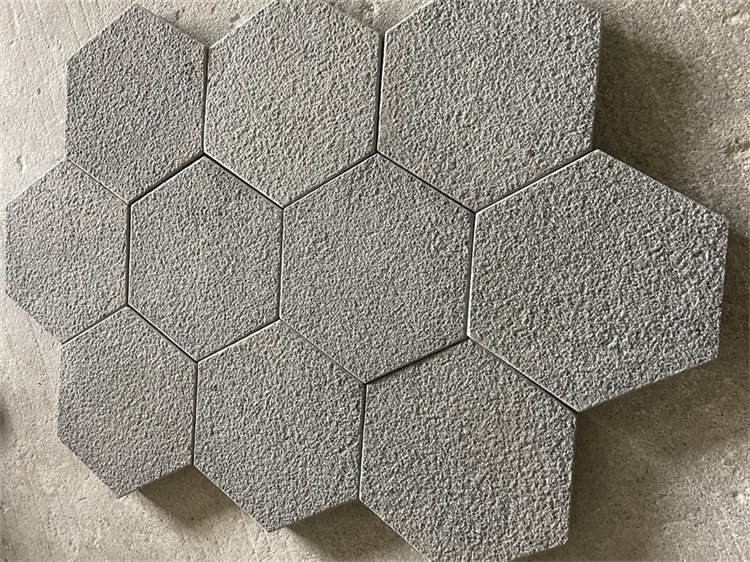 Hexagonal black basalt paver Hexagonal black basalt paver